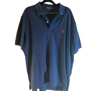 US Polo Assn Mens Performance Pique Polo Shirt Navy Blue 2XL Short‎ Sleeve